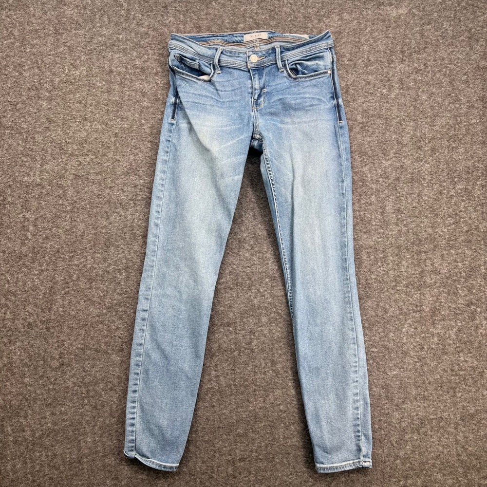 GUESS Womens Low Rise Skinny Jeans Light Wash Blue Stretch Denim Size 28